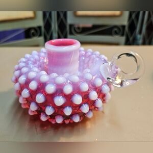 Fenton Cranberry Hobnail Candle Holder